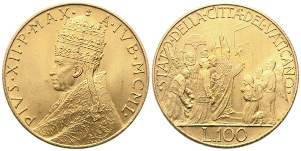 VATICANO. Pio XII (1939-1958), 100 Lire 1950 – Anno Santo; Au (5,19 g; 20,4 mm)
