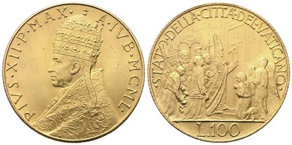VATICANO. Pio XII (1939-1958), 100 Lire 1950 – Anno Santo; Au (5,19 g; 20,5 mm)