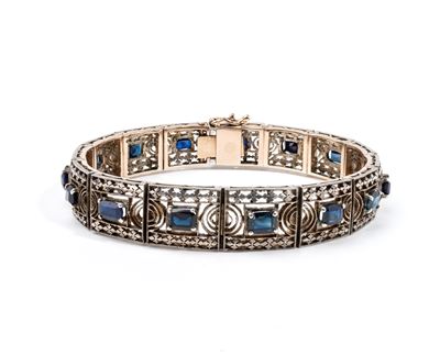 Bracciale in oro e argento con zaffiri rettangolari, fine XIX secolo