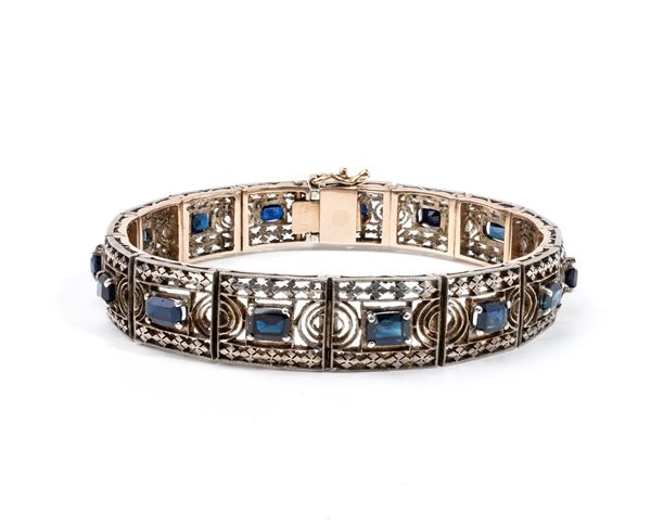 Gold and silver sapphire bracelet