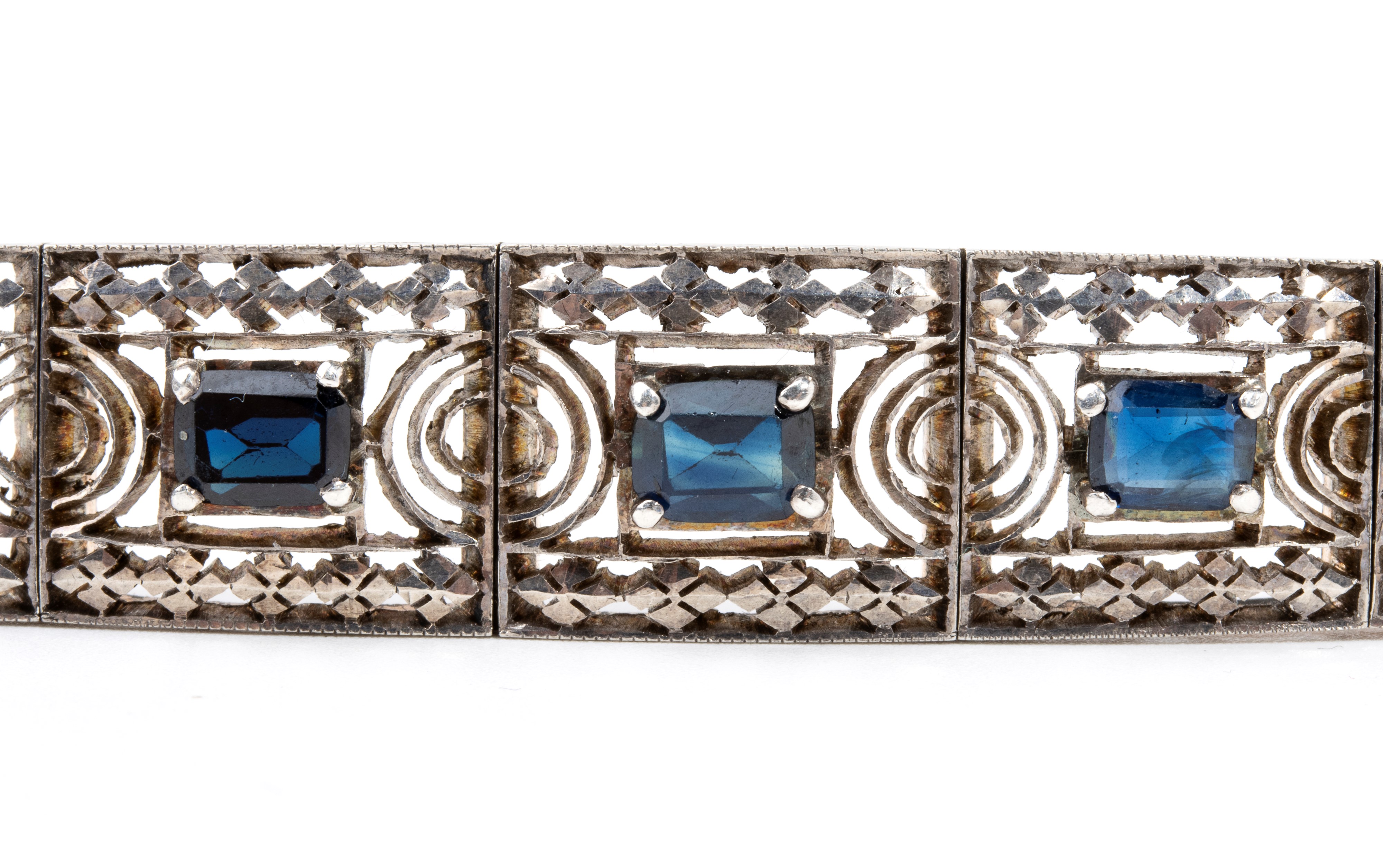 Bracciale in oro e argento con zaffiri rettangolari, fine XIX secolo