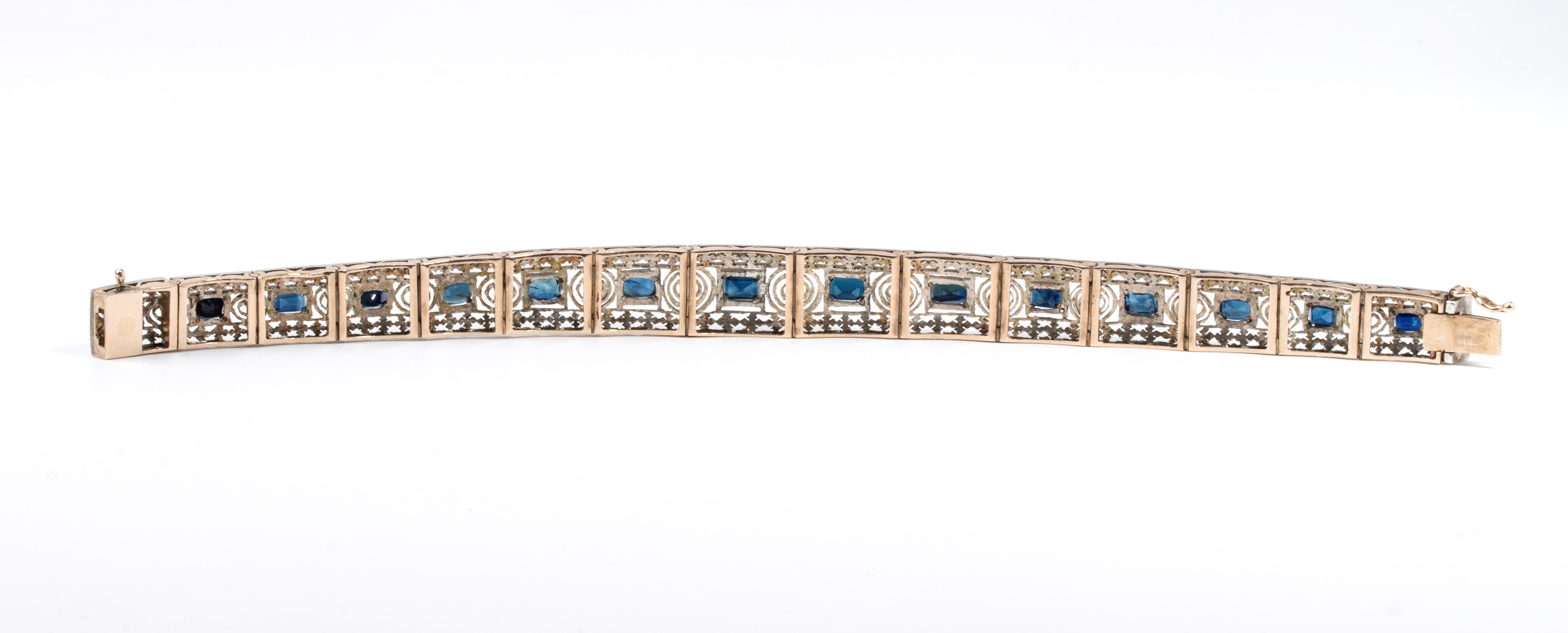 Bracciale in oro e argento con zaffiri rettangolari, fine XIX secolo