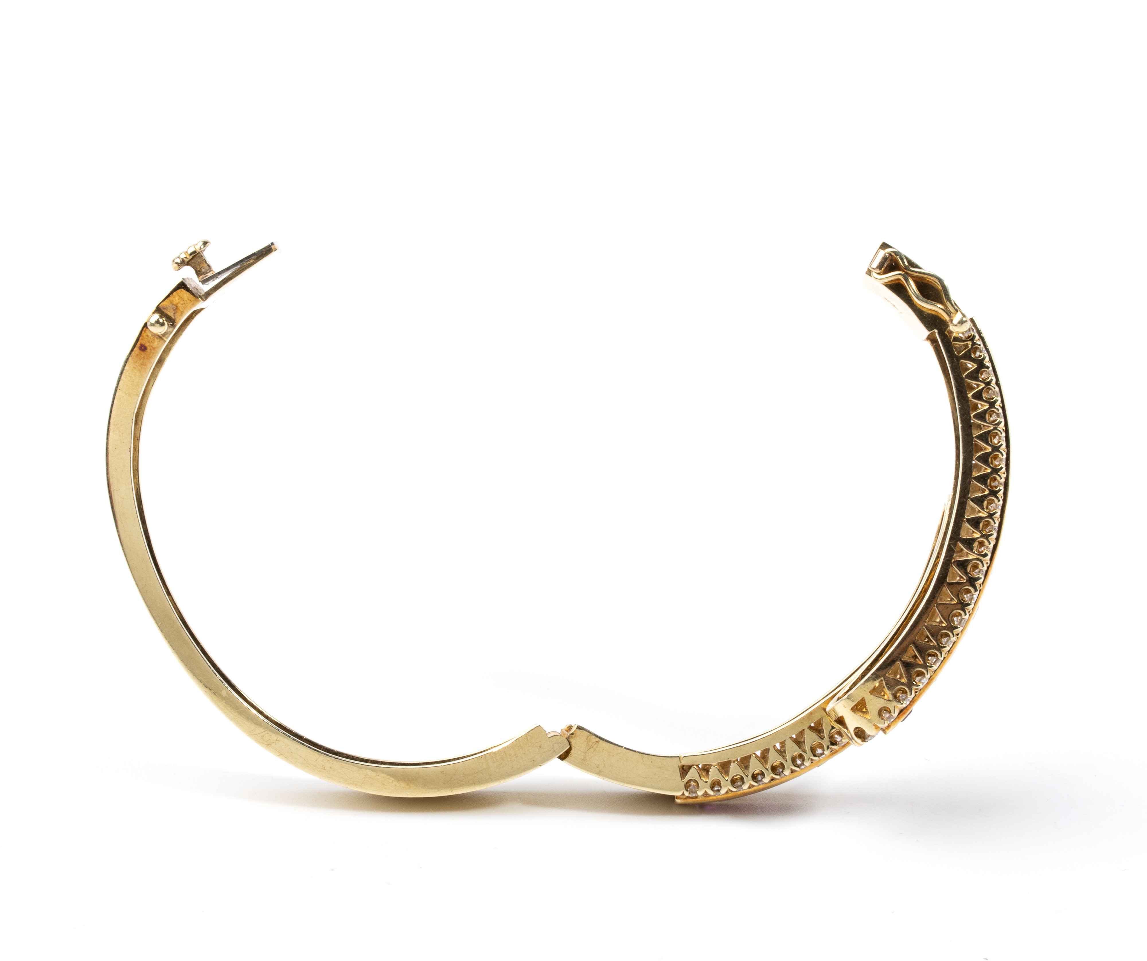Bracciale rigido in oro 14k con diamanti e rubini, certificato gemmologico IGN 38840