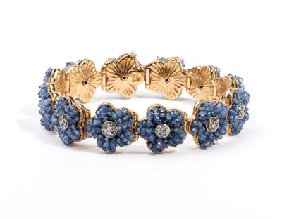 Bracciale in oro 9k con zaffiri e diamanti