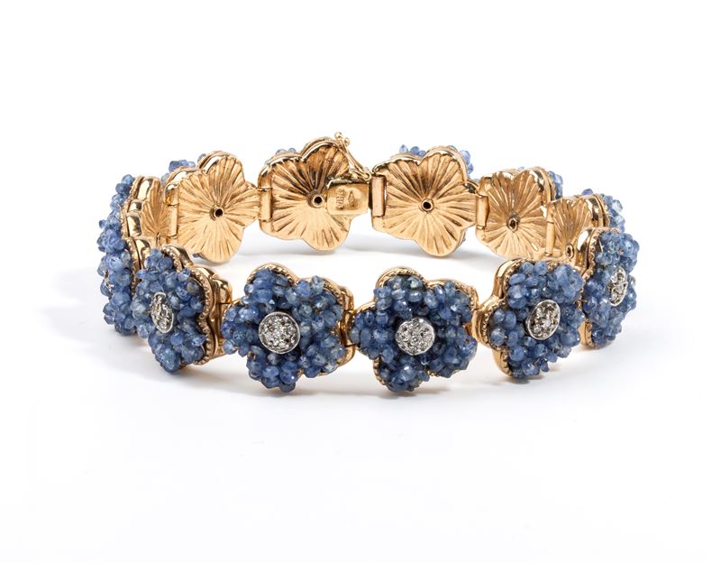 Bracciale in oro 9k con zaffiri e diamanti