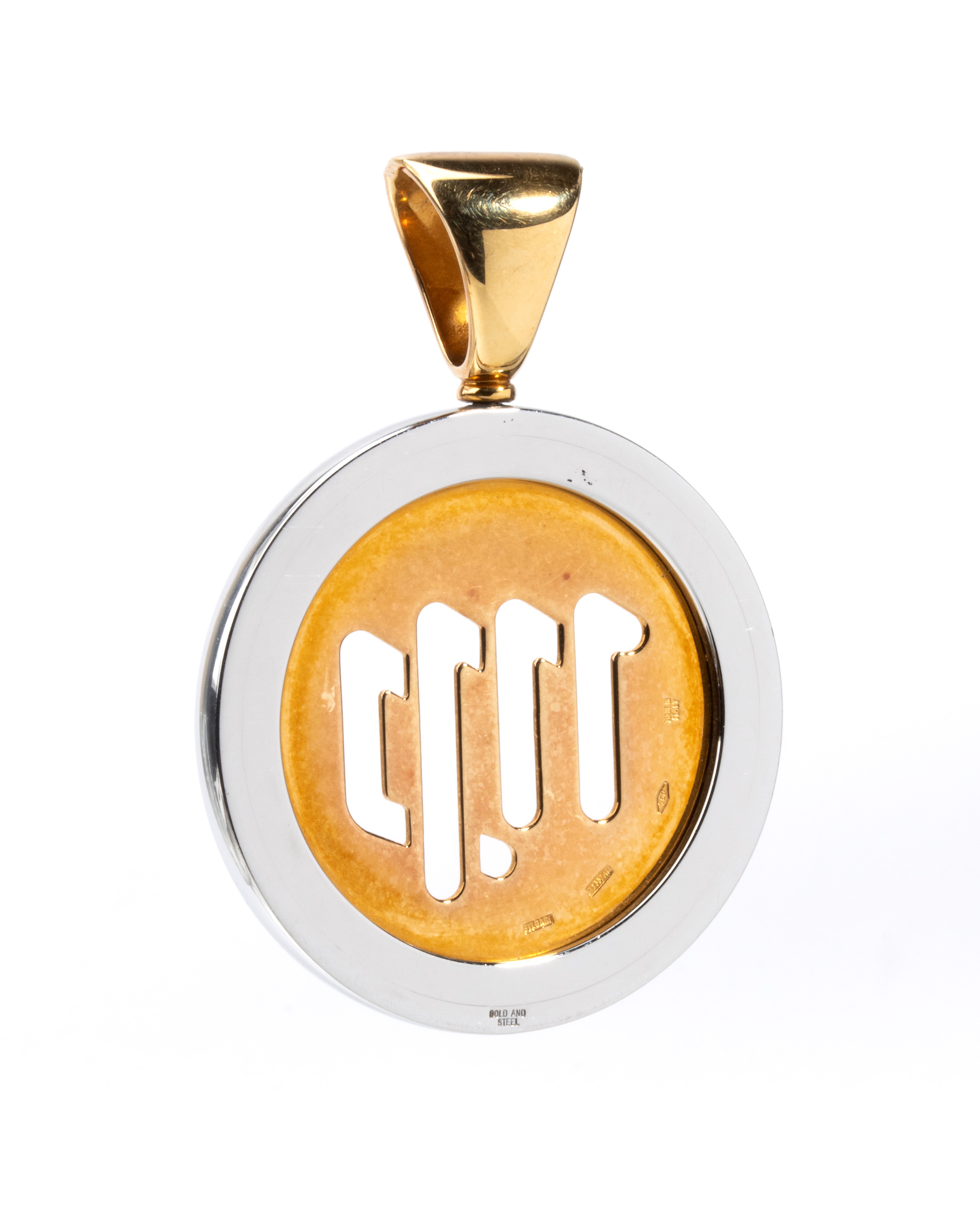 Collezione Tondo: pendente in acciaio ed oro