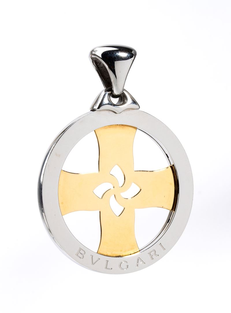 Collezione Tondo: pendente in acciaio ed oro