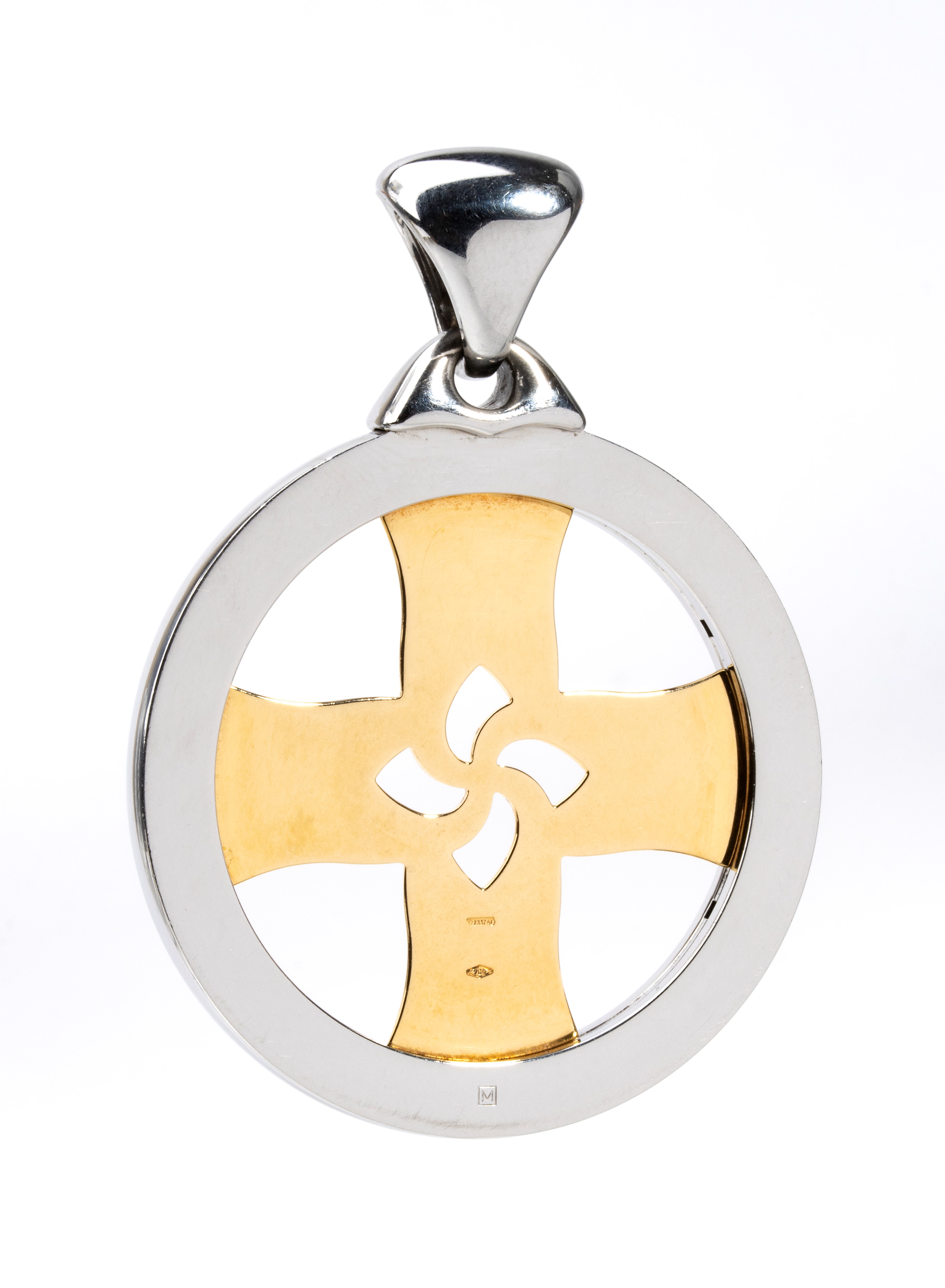 Collezione Tondo: pendente in acciaio ed oro