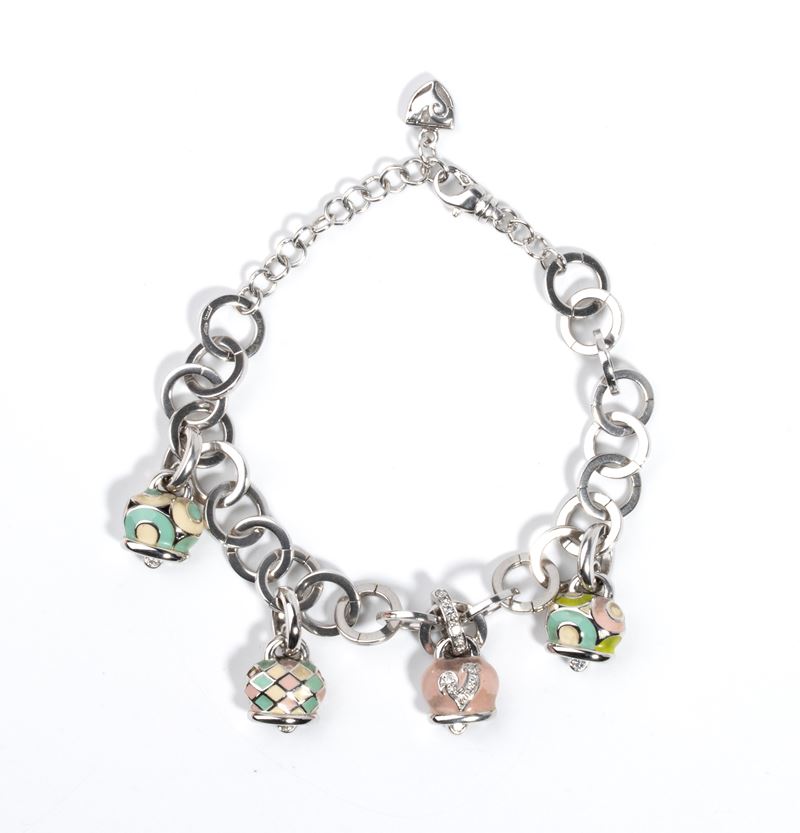 Bracciale in oro con smalti e diamanti