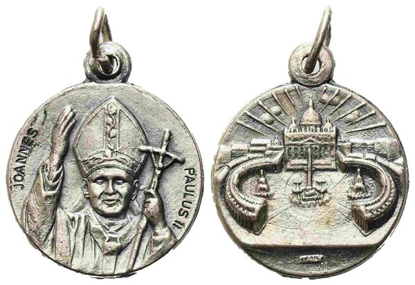 CITTA' DEL VATICANO. Giovanni Paolo II (1978-2005). Silvered medal with suspens...