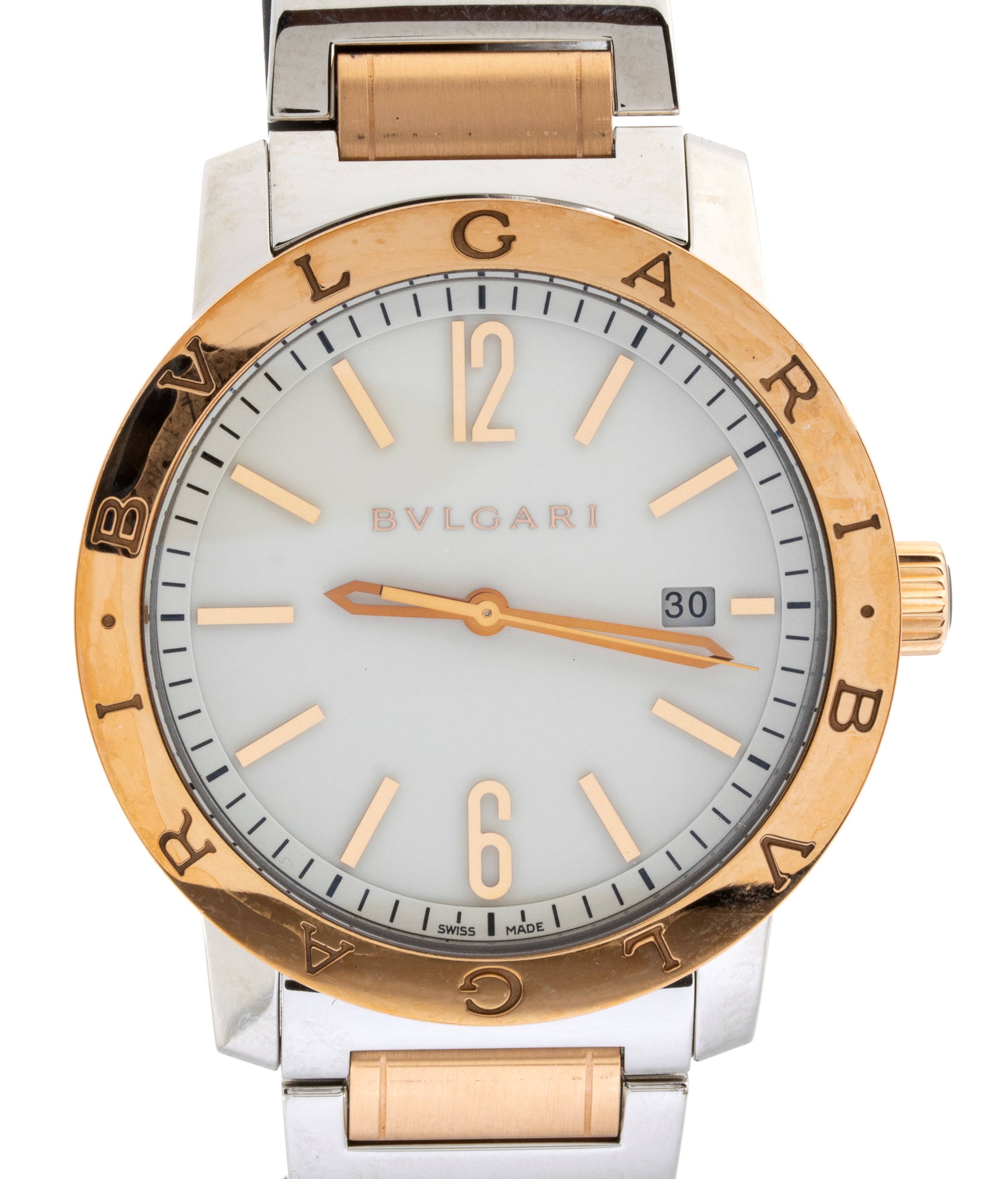Bulgari - Orologio da polso in acciaio e oro 18k con movimento automatico a vista