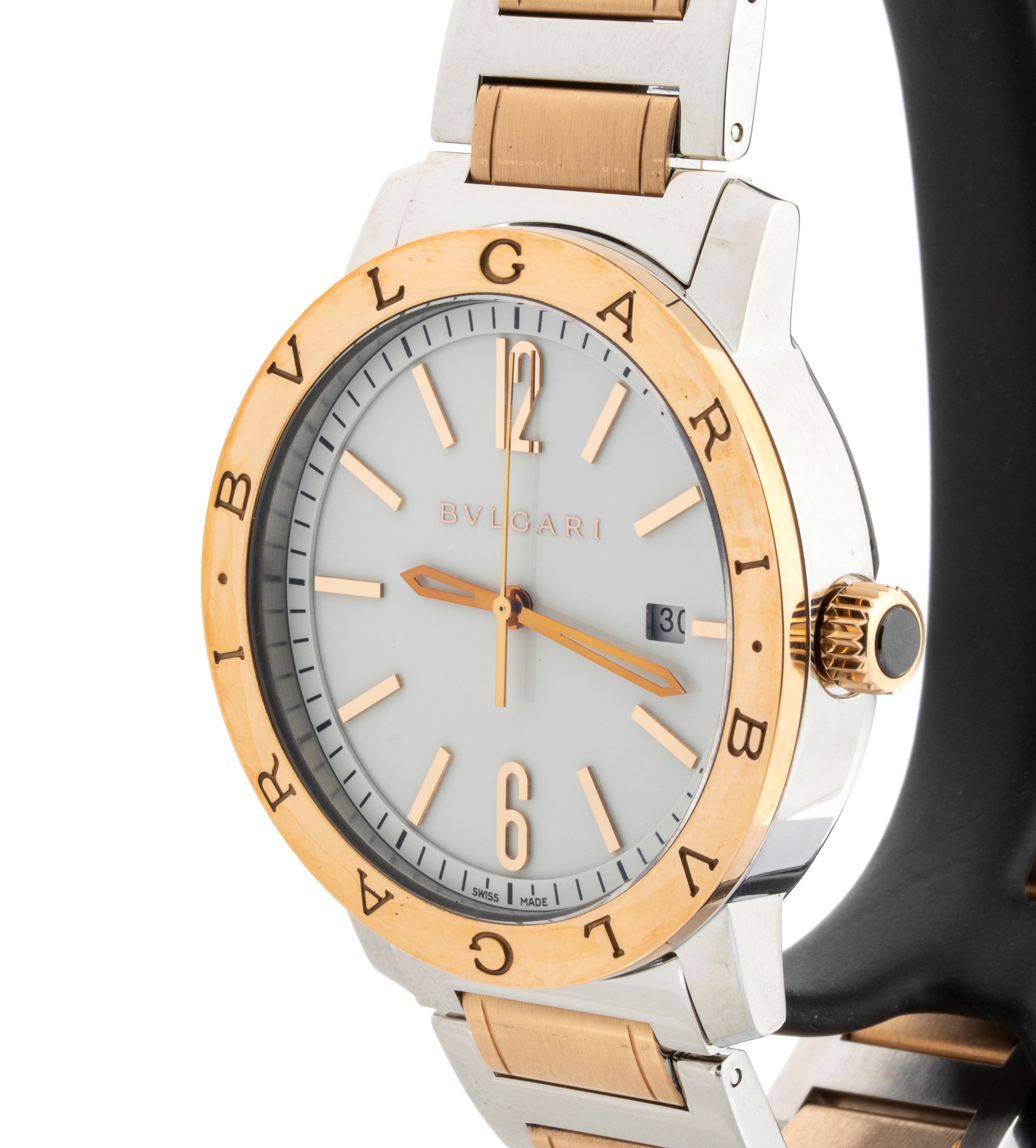 Bulgari - Orologio da polso in acciaio e oro 18k con movimento automatico a vista