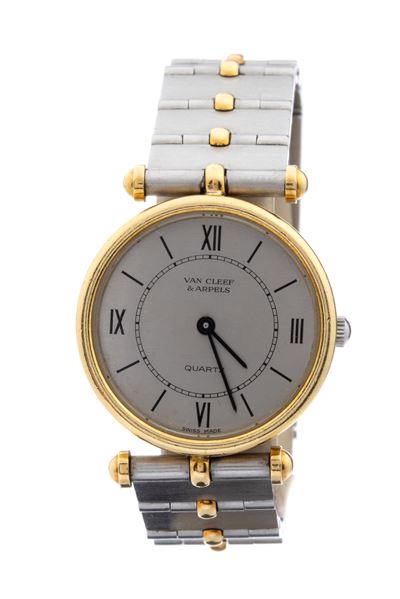 Orologio da polso in acciaio e oro con movimento al quarzo