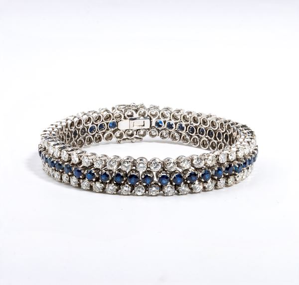Bracciale in oro con diamanti e zaffiri