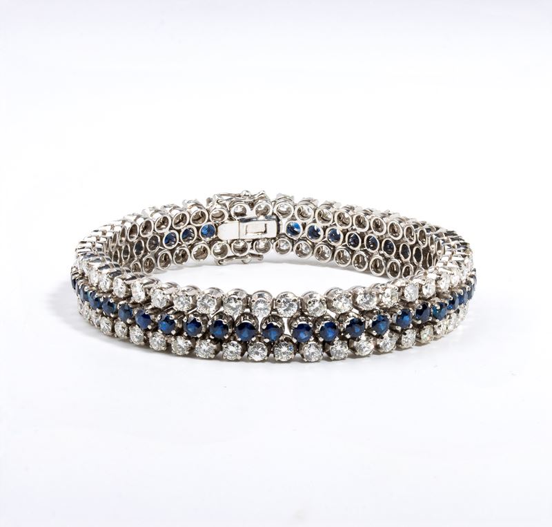 Bracciale in oro con diamanti e zaffiri