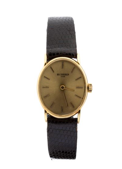 Orologio Lady da polso in oro, cassa ovale e movimento meccanico a carica manuale (anni '60–'70)