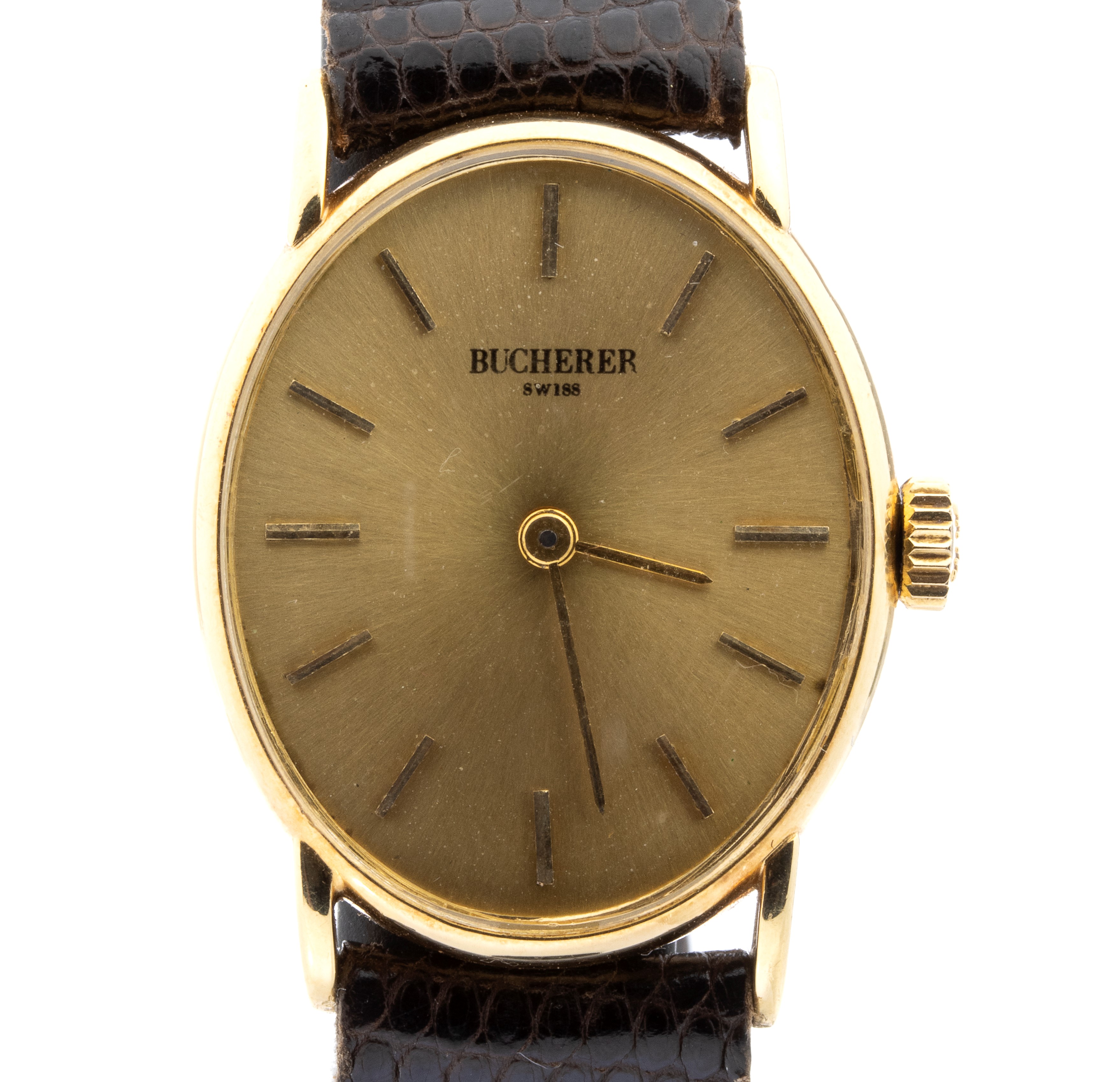 Bucherer - Orologio Lady da polso in oro, cassa ovale e movimento meccanico a carica manuale (ann...
