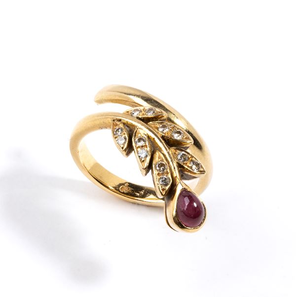 Ruby diamond gold ring