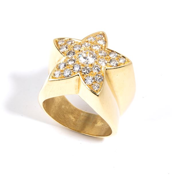 Anello a fascia in oro con diamanti