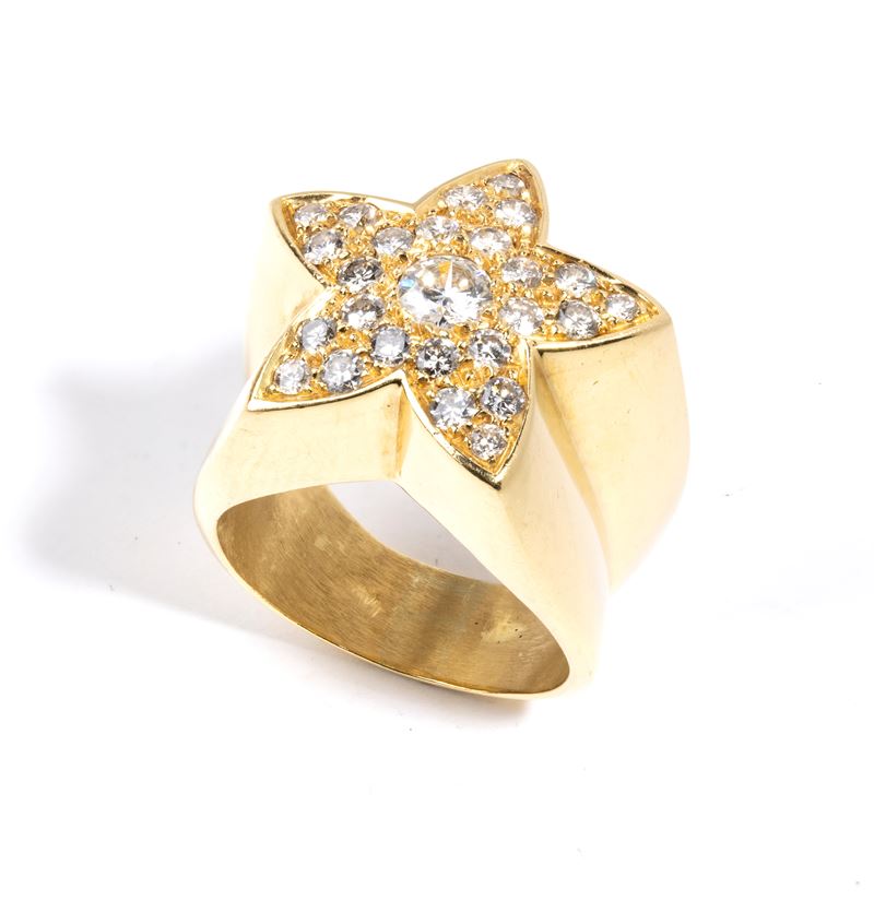 Anello a fascia in oro con diamanti