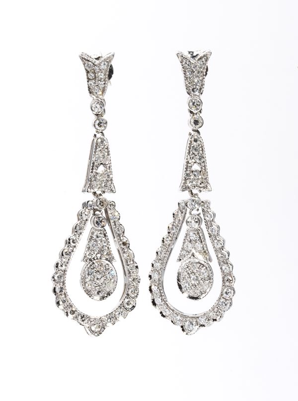 Gold diamond pendant earrings