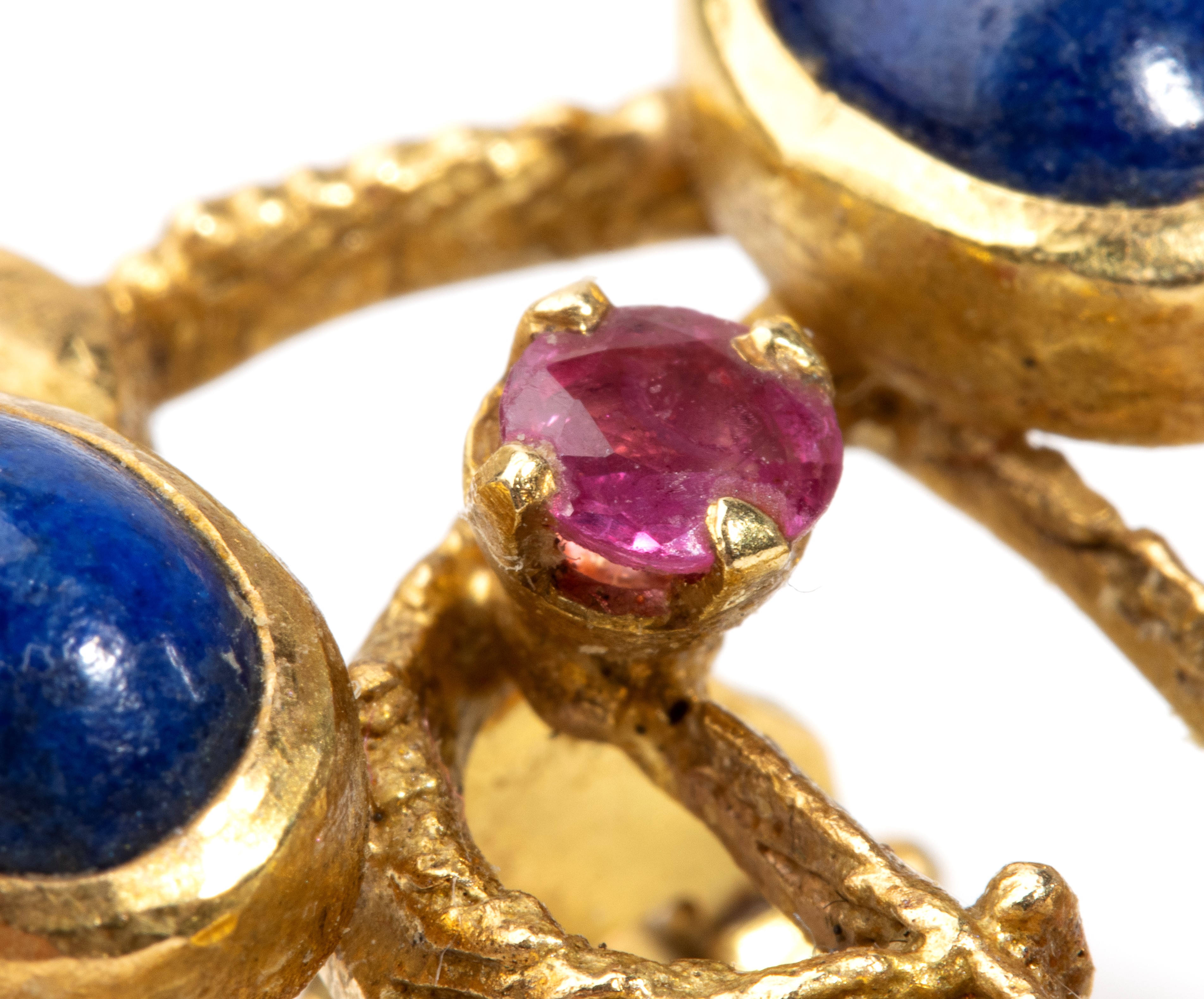 Orecchini in oro con lapislazzuli e rubini