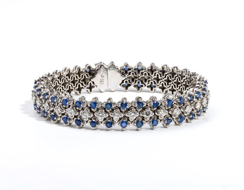 Bracciale in oro con diamanti e zaffiri