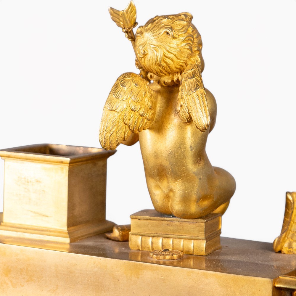 Calamaio francese, bronzo cesellato e dorato a mercurio, inizio XIX secolo