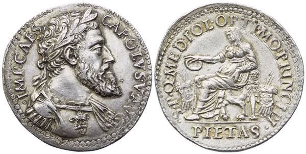 MILANO. Carlo V (1535-1556), Testone; Ag (11,85 g; 30,8 mm)