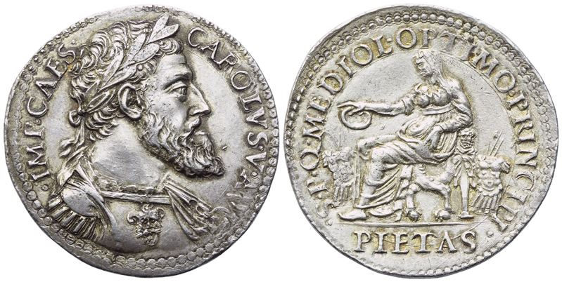 MILANO. Carlo V (1535-1556), Testone; Ag (11,85 g; 30,8 mm)