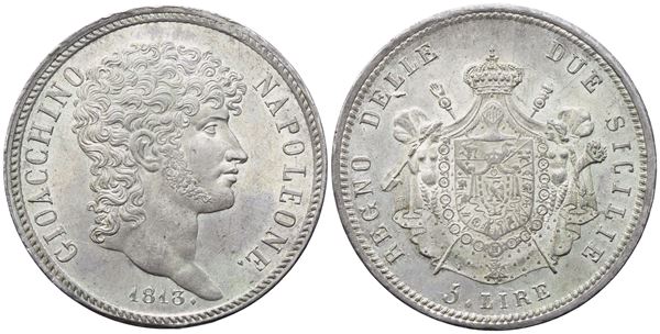NAPOLI. Regno delle Due Sicilie. Gioacchino Murat (1808-1815), 5 lire 1813; Ag (25 g; 36,7 mm)