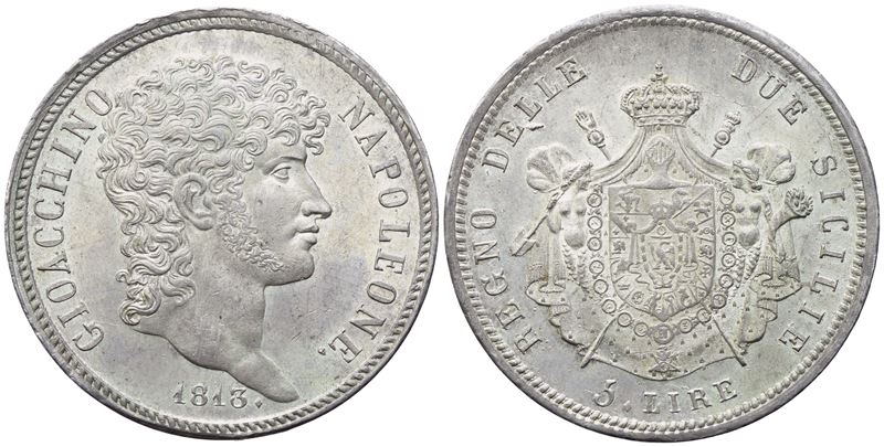 NAPOLI. Regno delle Due Sicilie. Gioacchino Murat (1808-1815), 5 lire 1813; Ag (25 g; 36,7 mm)
