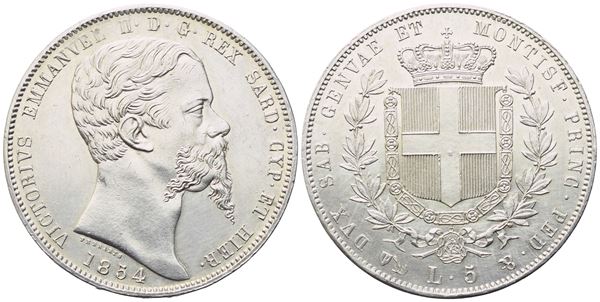 GENOVA. Regno di Sardegna. Vittorio Emanuele II (1849-1861), 5 lire 1854; Ag (25 g; 36,5 mm)