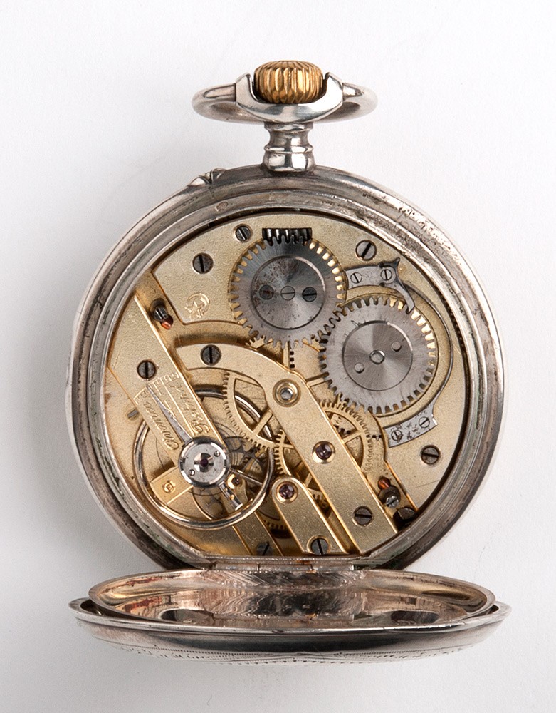 Serafino Bertolotti - Orologio da tasca svizzero in argento con cassa incisa e quadrante in smalt...