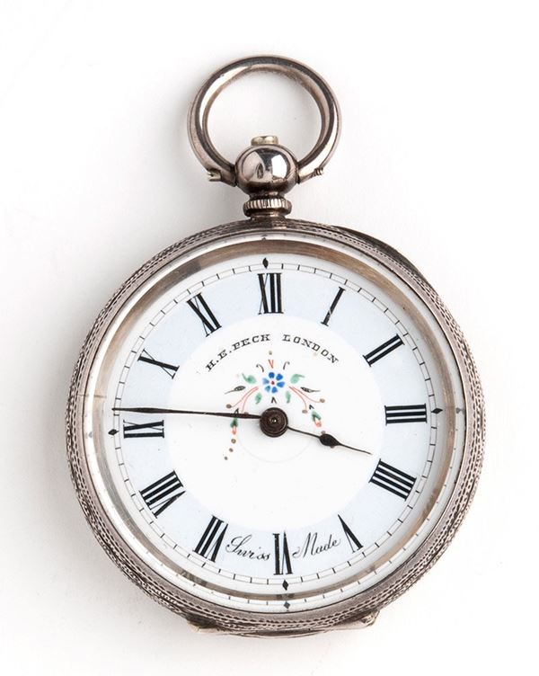 H. E. Peck London - Orologio da tasca svizzero in argento