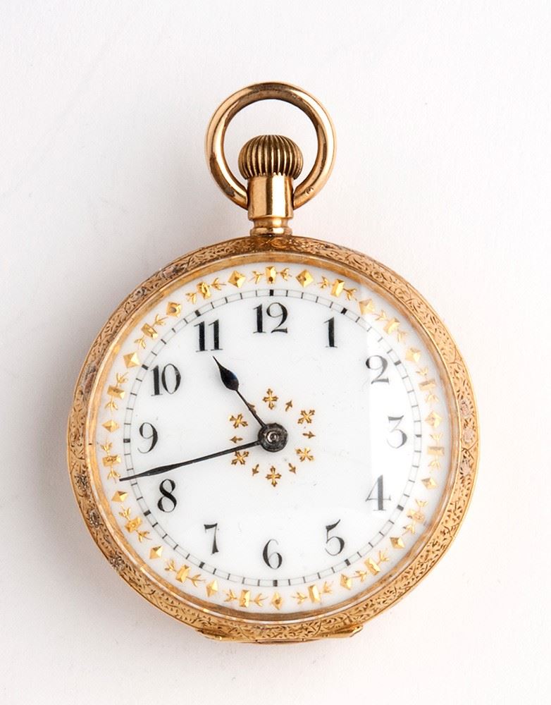 Omega - Orologio da tasca in oro 18k con movimento ad ancora e carica a remontoir