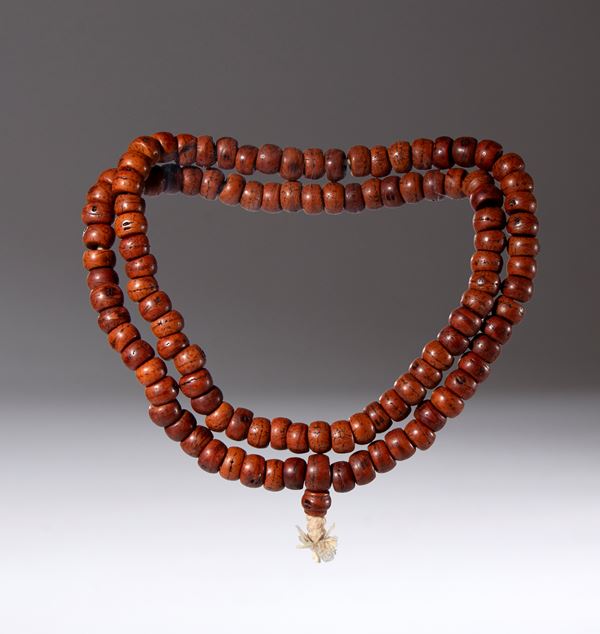 Ritual Mala composed of 108 beads made of the Bodhi tree seeds (Ficus religiosa). India, 19th century.