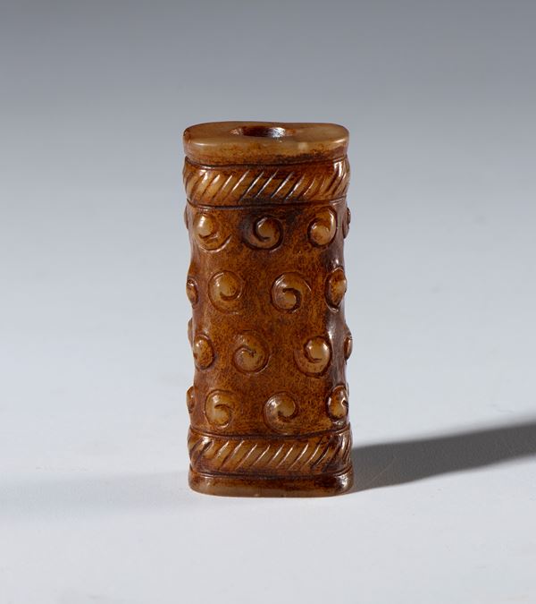 Ornamental pendant in Hotan jade. China, 19th century