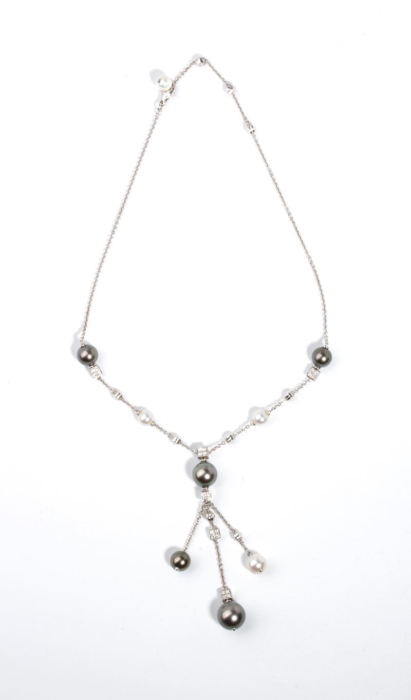 Collezione "Lvcea": girocollo in oro con perle e diamanti