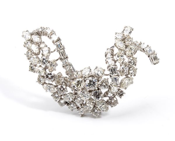 Spilla a nastro floreale in oro e diamanti 