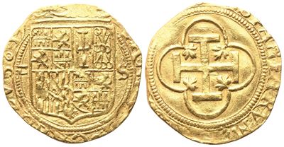Zecca di Siviglia, Giovanna di Castiglia e Carlo I (1516-1555) — Escudo (oro), 3,34 g