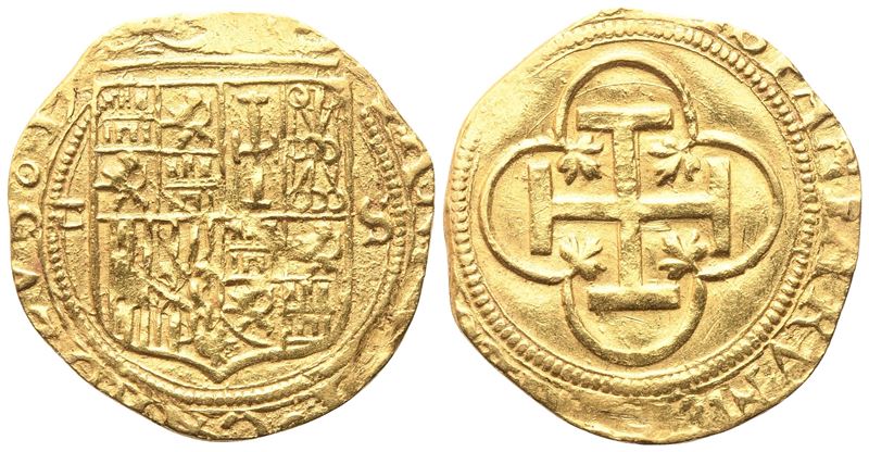 Zecca di Siviglia, Giovanna di Castiglia e Carlo I (1516-1555) — Escudo (oro), 3,34 g