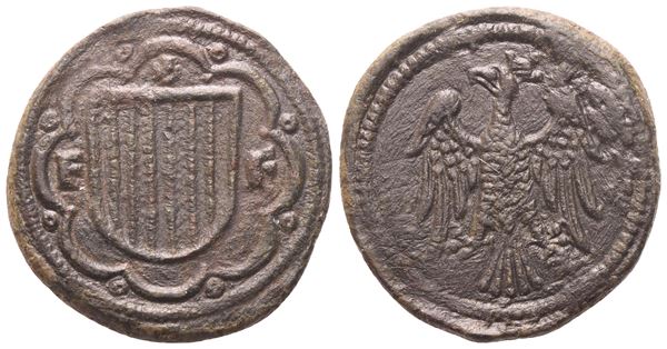 SICILIA. Periodo Aragonese. Peso monetale per pierreale d'argento (XIX sec.); Æ (3,07 g;18,5 mm) 