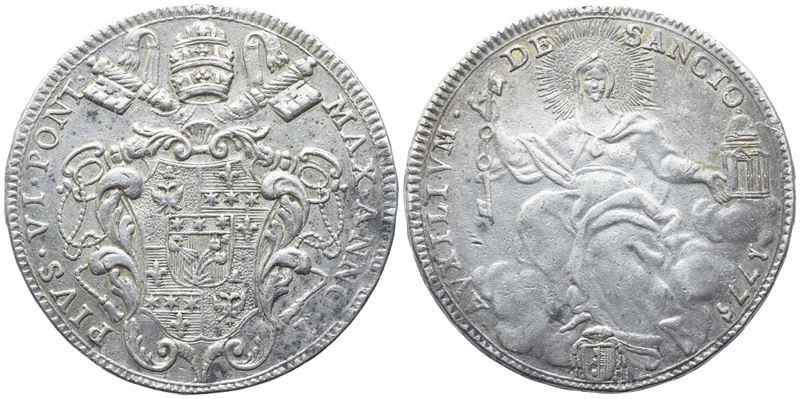 Pio VI (1775-1799), Stato Pontificio, Mezzo Scudo 1775, Anno I