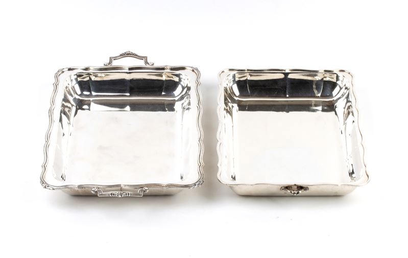 Legumiera italiana in argento 800/1000, metà XX secolo
