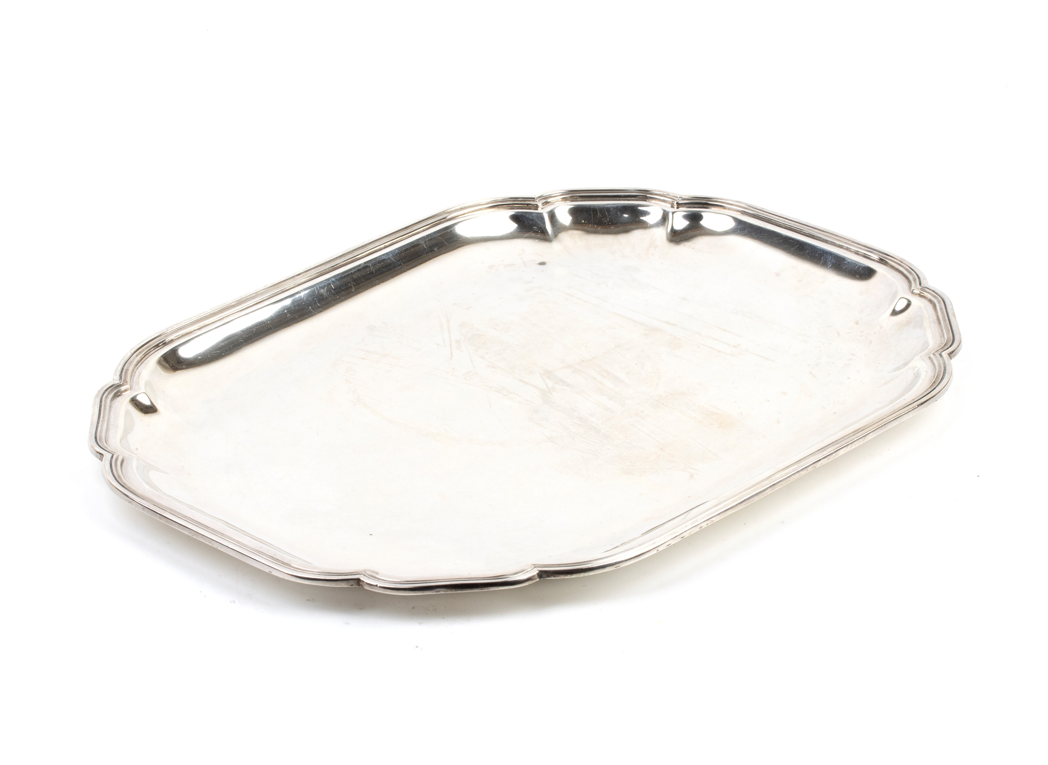 Vassoio italiano in argento 800/1000, rettangolare, metà XX secolo
