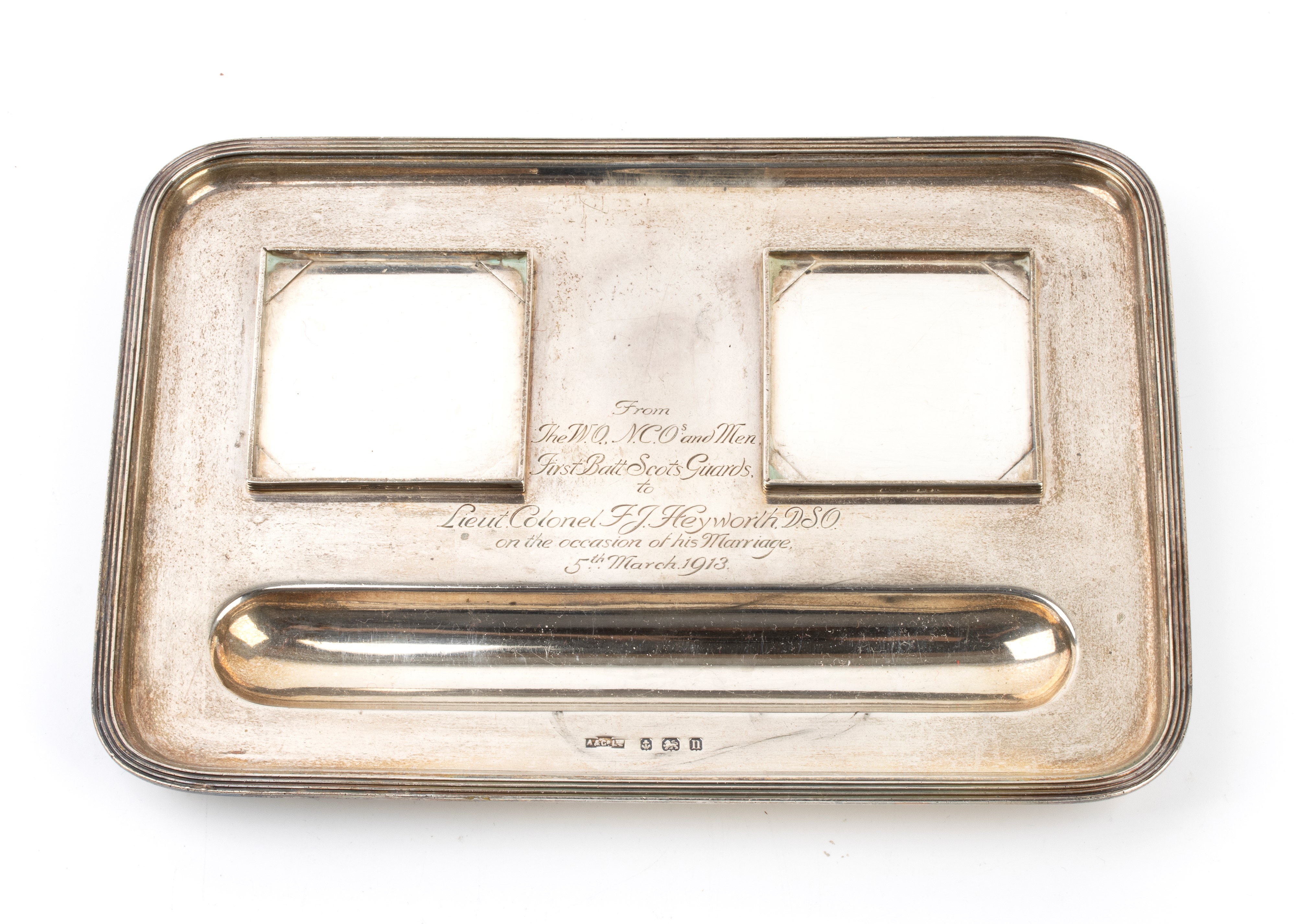 Asprey & Co Ltd - Calamaio edoardiano inglese in argento con flaconi in vetro molato