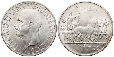 Vittorio Emanuele III, 20 Lire “Impero”, 1936 (Regno d’Italia)