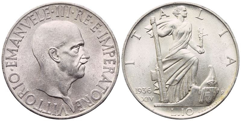 Vittorio Emanuele III, 10 Lire «Impero» (Regno d'Italia), 1936