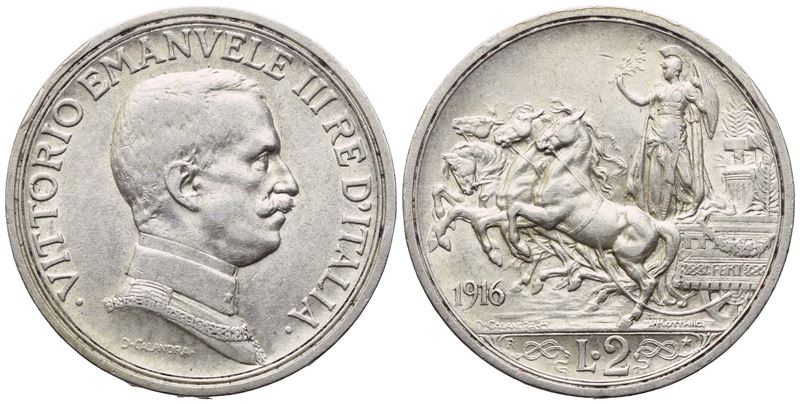 Vittorio Emanuele III, 2 Lire “Quadriga briosa”, 1916